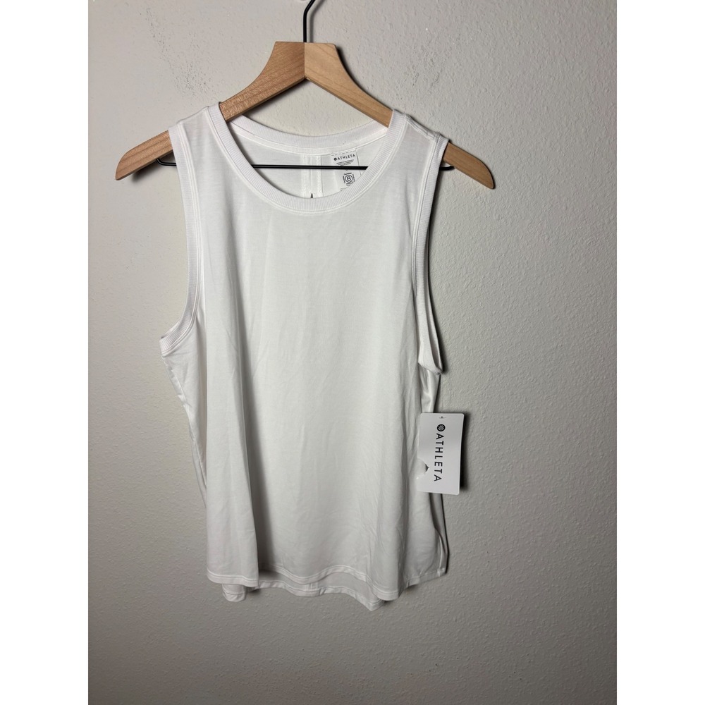 Athleta With Ease Open Back Tank White Sleeveless Yoga Training Top Large NWT